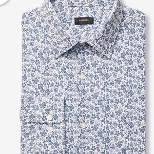 Express White Shirt with Blue Floral Print